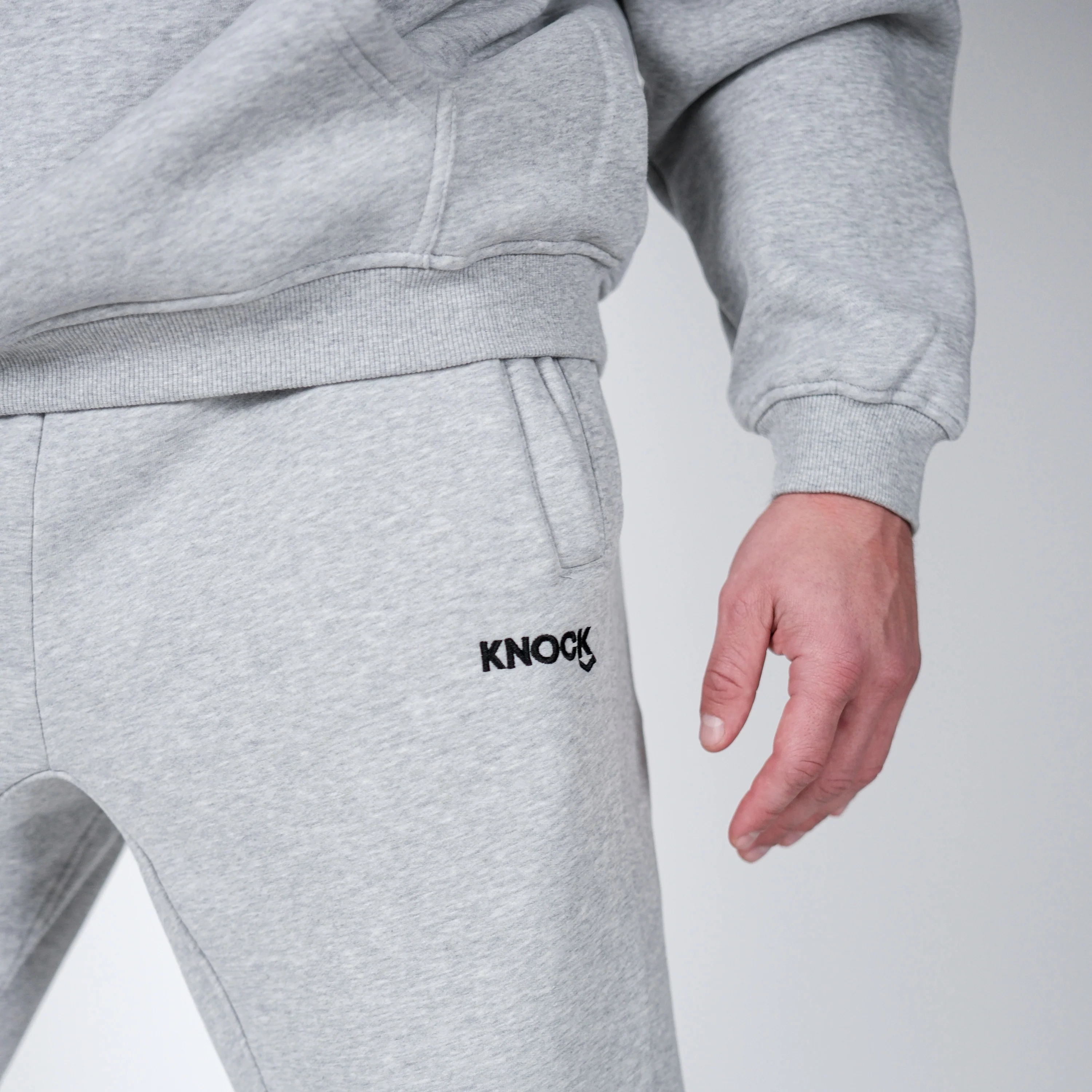 STRAIGHT CUT FLEECE JOGGERS GREY - Image 3