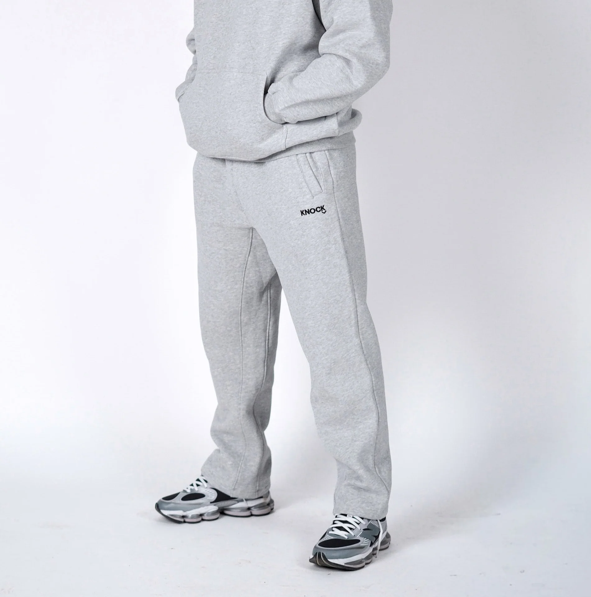 STRAIGHT CUT FLEECE JOGGERS GREY - Image 6