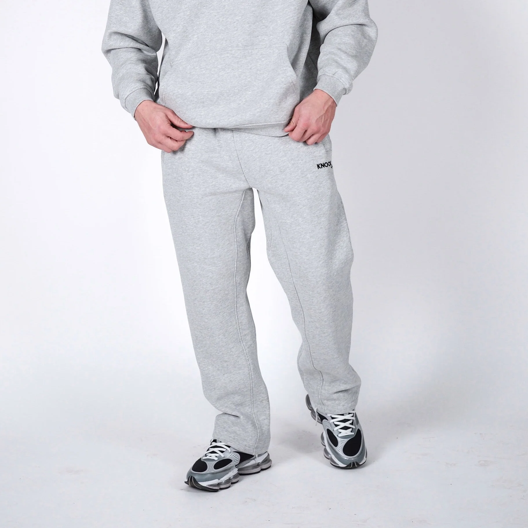 STRAIGHT CUT FLEECE JOGGERS GREY - Image 7