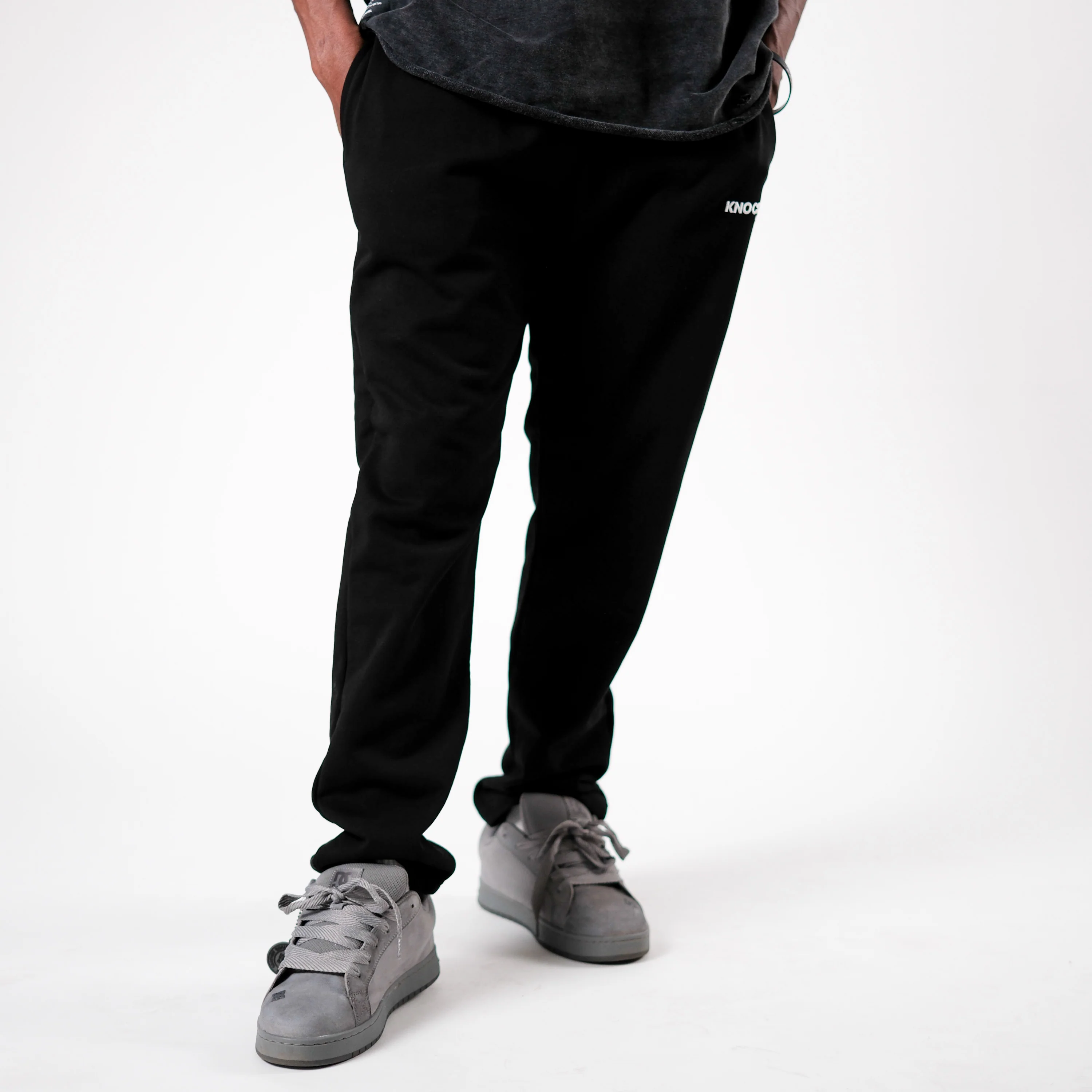 STRAIGHT CUT TERRY JOGGERS BLACK - Image 3