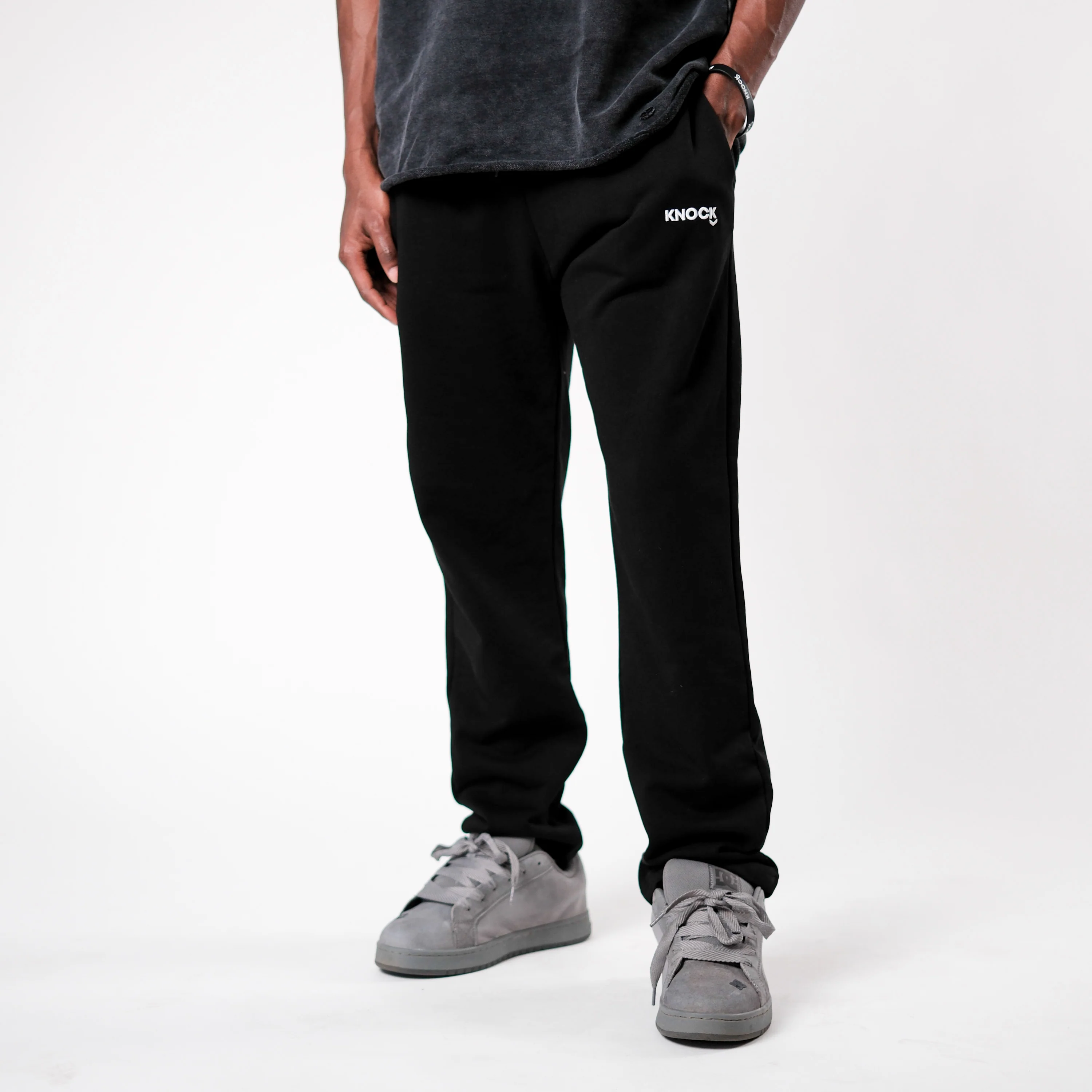 STRAIGHT CUT TERRY JOGGERS BLACK - Image 4